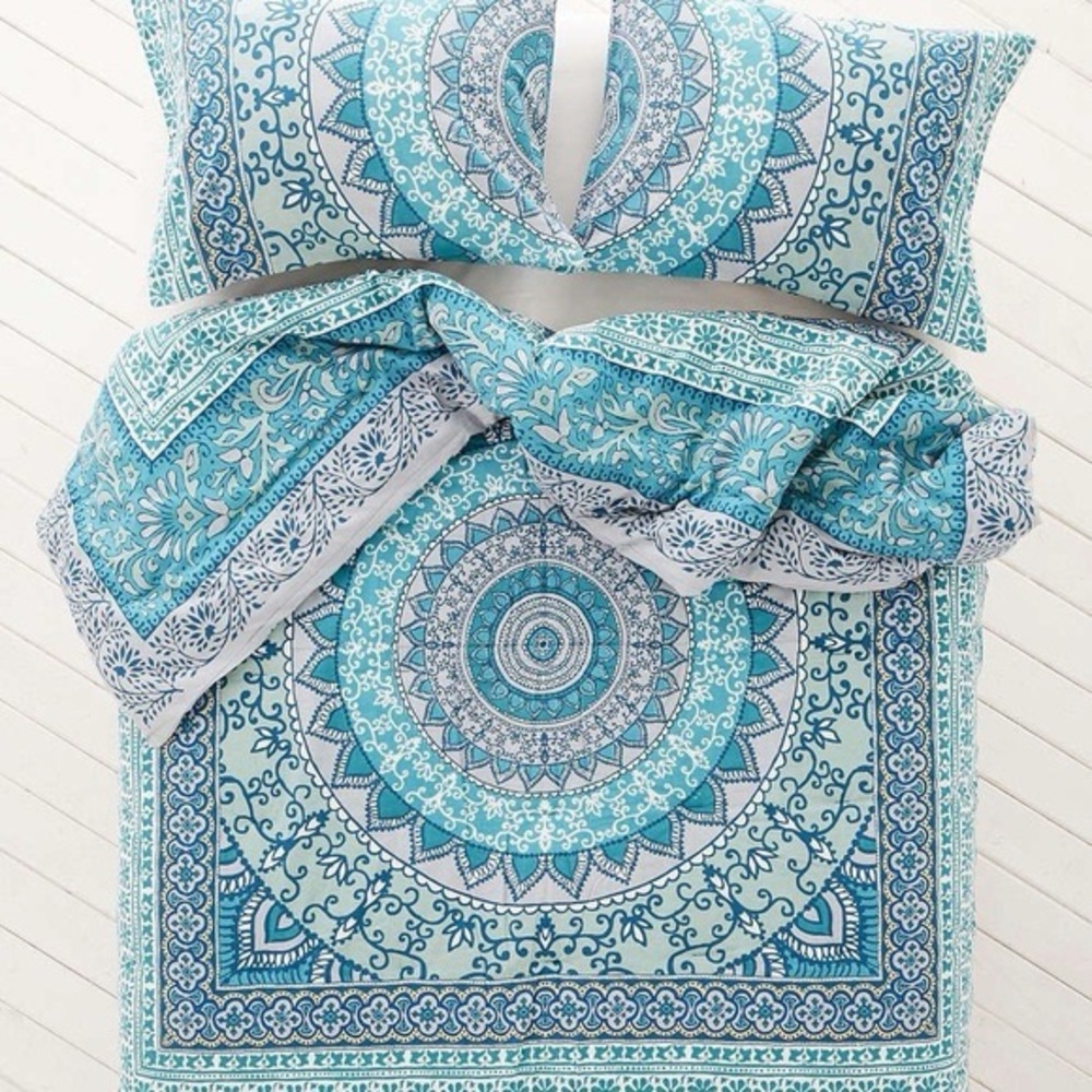 Urban Outfitters Teal Mandala Duvet Cover